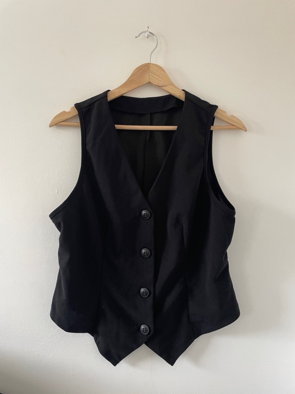 Black Women's Button Front Vest - Classic Sleeveless Top